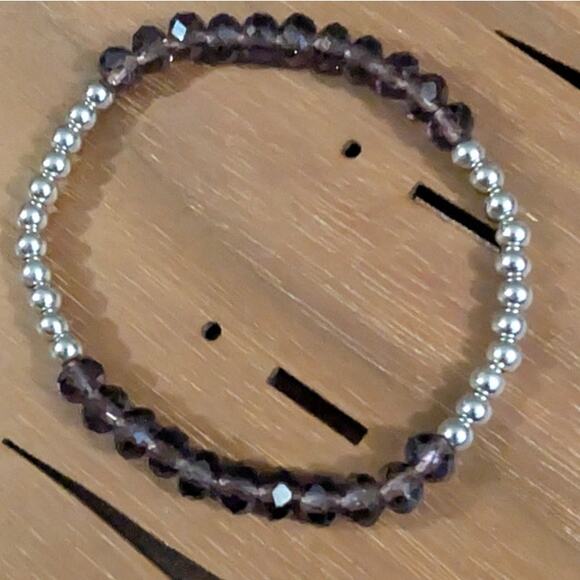BUNDLE ONLY NWOT Beads Beaded Bracelet Stretch Purple Silvertone  Jewelry - Picture 2 of 3